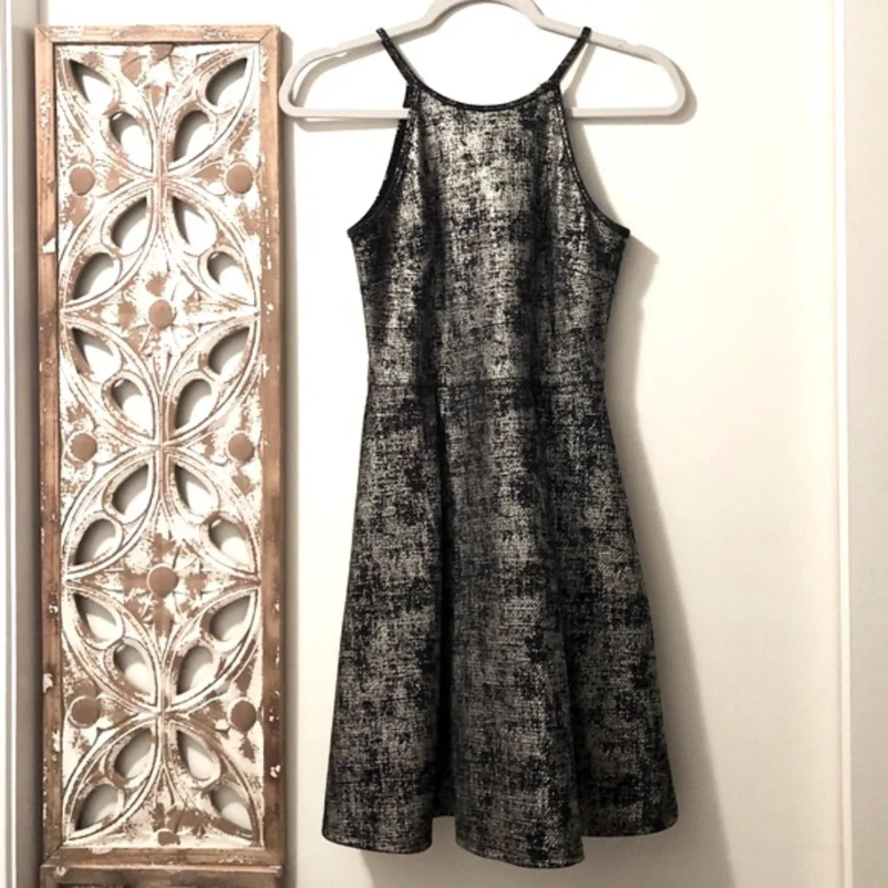 Soprano Gold Metallic Skater Dress - Picture 9 of 11